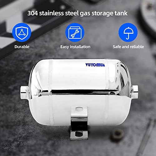 Image of 1 /4 inch NPT Air Compressors 0.3 Gallon Stainless Steel Portable Air Compressor Max 180PSI Air Reservoir Water Storage Tank for Truck, Car, Air Horn, Inflating Tires, Air Ride