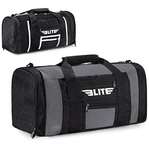 Elite Sports Boxing Gym Duffle Bag for MMA, BJJ, Jiu Jitsu Gear, Duffel Athletic Gym Boxing Bag (Gray, Large) Cover