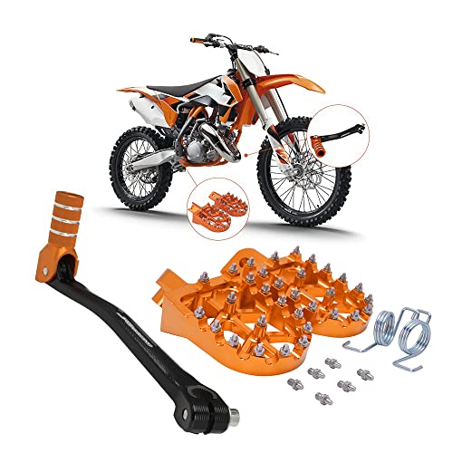Jfg Racing Motorcycle Folding Gear Shifter Shift Lever + Dirt Bike Foot Pegs Cnc Universal For Sx Xc Xcw 50Cc - 125Cc Crf Xr Rm Kx Klx Ttr Pw Ssr Apollo Tao Tao Sdg Dirt Pit Bike Orange #TOP6