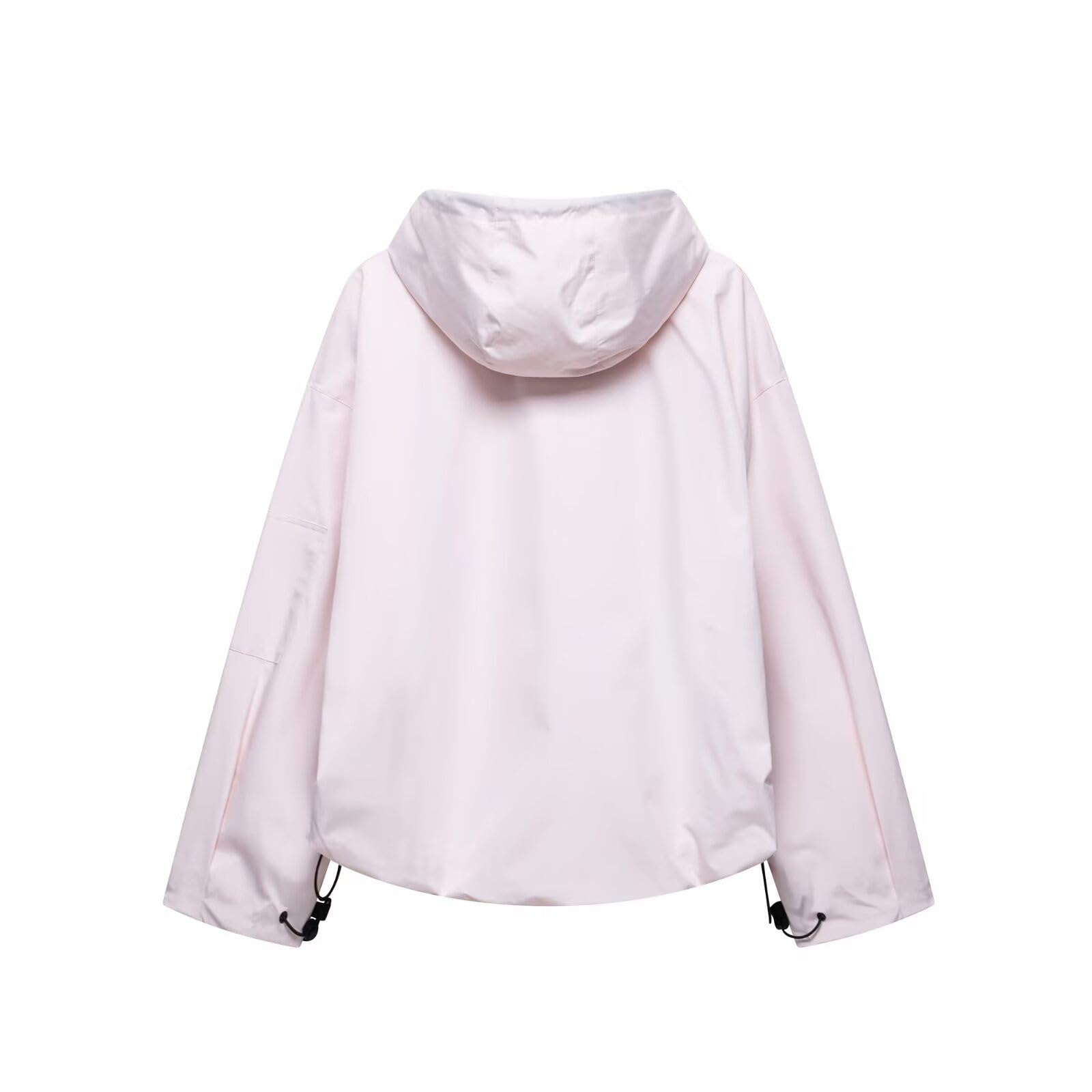 Générique Veste Imperméable Femme À Capuche Veste Mi-Saison avec Fermeture À Glissière Manteaux et Blouson De Randonnée Coupe-Vent Anti-Pluie Léger Couleur Unie Manteau d'alpinisme en Plein