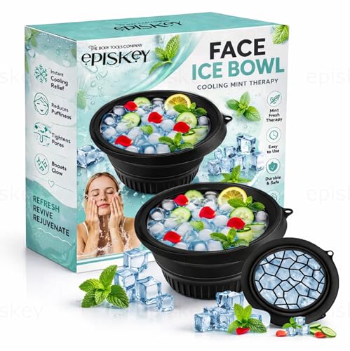 Image of Episkey Silicone Face Bowl for Ice with Built-In Icetray, Collapsible Face Tub for Ice Bath, Facial Ice Plunge Bowl, Ice Water Facials at Home