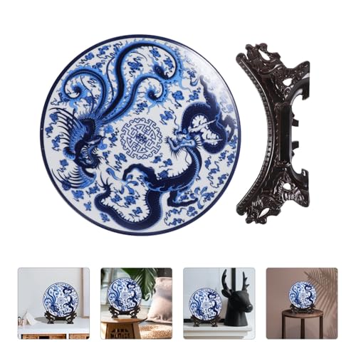Plato de cerámica azul lavable con superficie esmaltada para tiendas de postres 7
