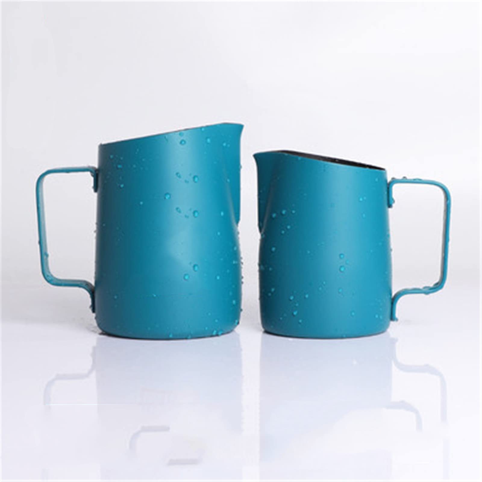 Jarras para Espumar leche Copa de flores acero inoxidable taza espuma leche en relieve Barista del arte latte(Verde,10.5x8cm)