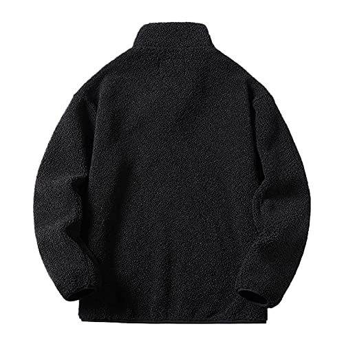 Mens Jacket Fall Winter Plus Size Fleece Stand Collar Cardigan Jacket Coat - image 5