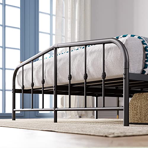Zinus Heidi Bett 140x200 cm - Höhe 31cm mit Stauraum unter dem Bett - Metall Plattform Bettgestell mit Kopfteil und Fußteil - Schwarz