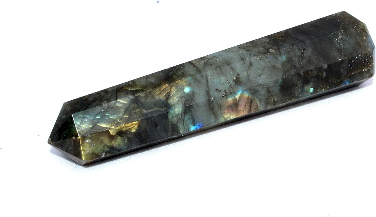 Jet Natural Labradorite Crystal Obelisk Tower 3.5-4 Inch | Protection & Intuition Stone for Meditation, Reiki Healing, Chakra Balancing & Positive Energy
