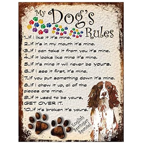 Shawprint Limited MY DOG'S RULES RETRO STYLE METAL TIN SIGN/PLAQUE (427DRS) ENGLISH SPRINGER SPANIEL BROWN Cover