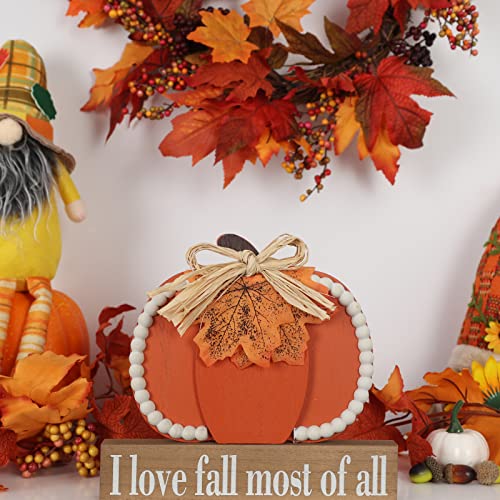 Decspas Thanksgiving Decorations, Large Size Wooden Pumpkin Block Fall Decorations For Home, Decorative Wooden Sign Fall Thanksgiving Decor For Living Room, Dining Table, Mantel, Shelf #TOP7