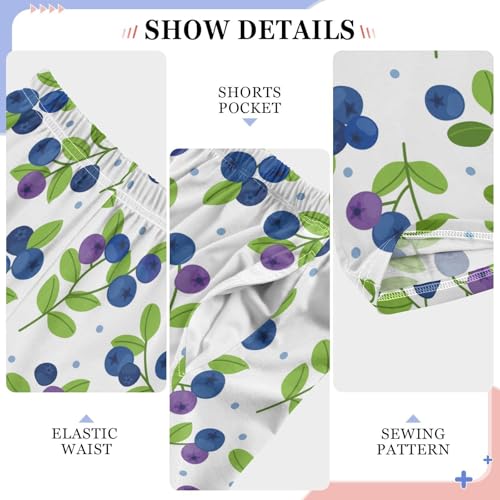 ZZXXB Bluebery and Leaves Boys Long Pants Soft Trousers Elastic Waist Kids Lounge Bottoms with Pockets S-XL4