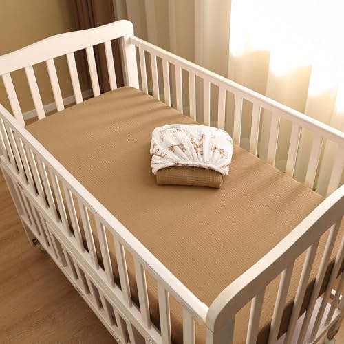 Image of david's kids Muslin Crib Sheets for Boys Girls, 2 Pack 100% Cotton Soft Breathable Fitted Baby Neutral Sheet Set, Standard 52 inchx28 inch Crib and Toddler Mattress, Giraffe