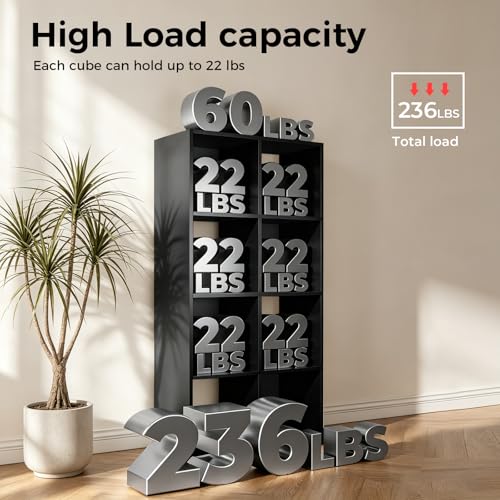 LUCKLIFE-8-Cube-Storage-Organizer-Stackable-Modular-Bookcase-Shelf-with-Vertical-or-Horizontal-Use-Fits-1111-Bins-Optional-Back-Panels-for-Living-Room-Office-Black