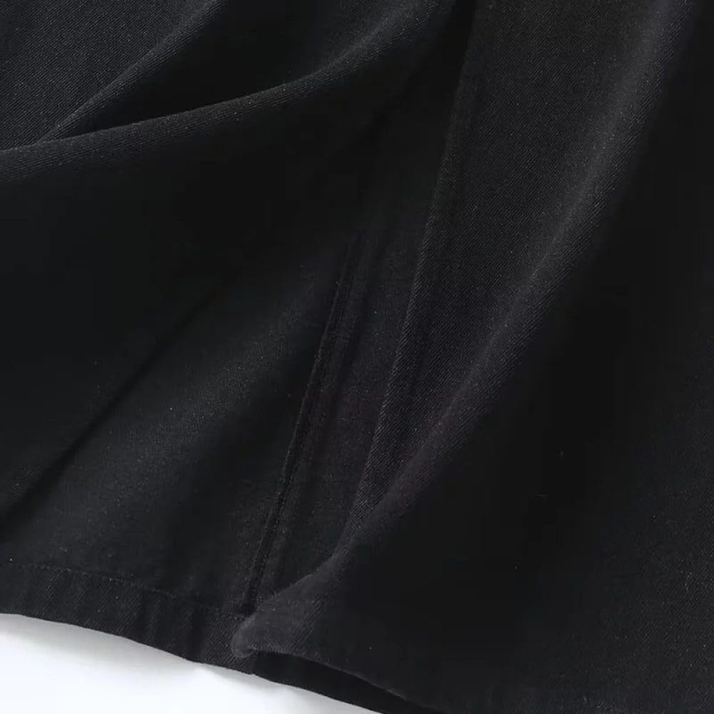 SWEPER Falda Corta De Mujer - Falda Vaquera con Abertura para Mujer, Falda hasta El Tobillo con Cremallera Sencilla Y Cintura Alta