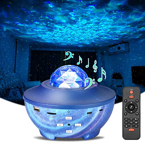 Star Projector Night Light, acetek Galaxy Projector with Bluetooth Music Speaker & Remote Control for Kids Adults, Sky Starry Ocean Wave Skylight Night Light Projector for Bedroom/Party/Home Decor