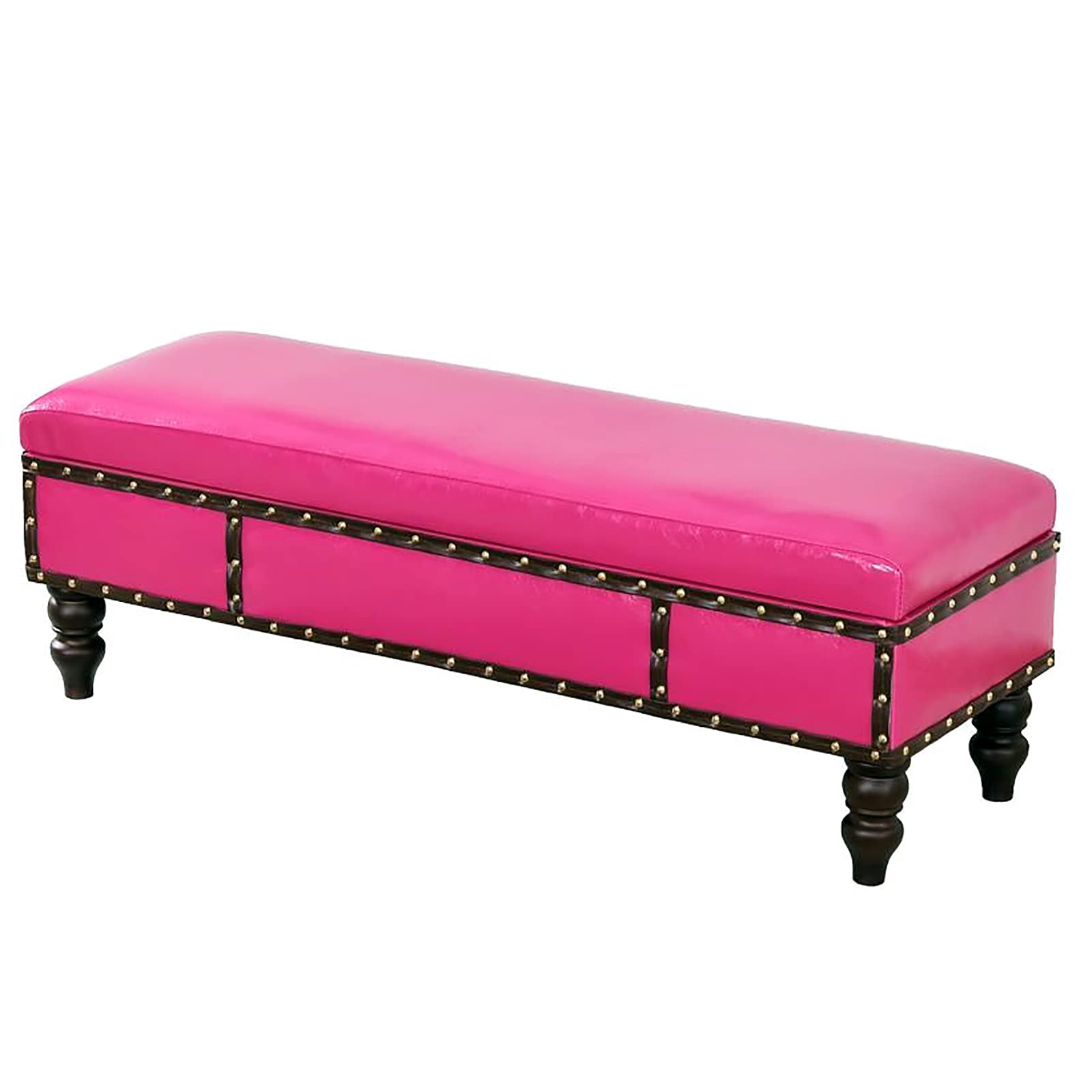 Banc de rangement rembourré rose rouge en similicuir 80cm pour l'entrée