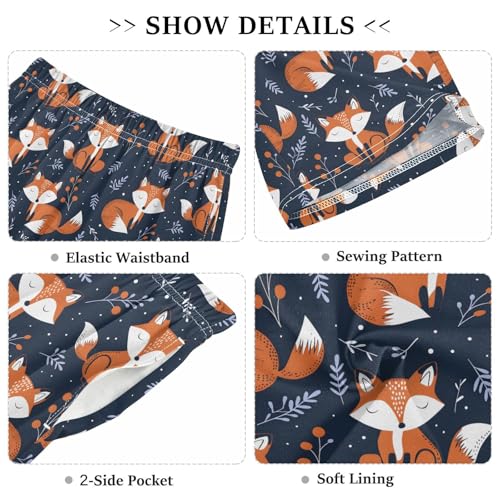 ALAZA Fox Berry Leaf Pajama Shorts Elastic Waist Casual Sleep Shorts with Pockets Size 6-143