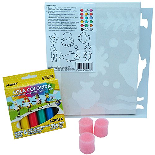 Kit Pintura Com Stencil - Fundo Do Mar - Kits For Kids
