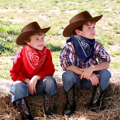 Image of Coume 24 Pieces Cowboy Hats and Bandanas, Dark Brown