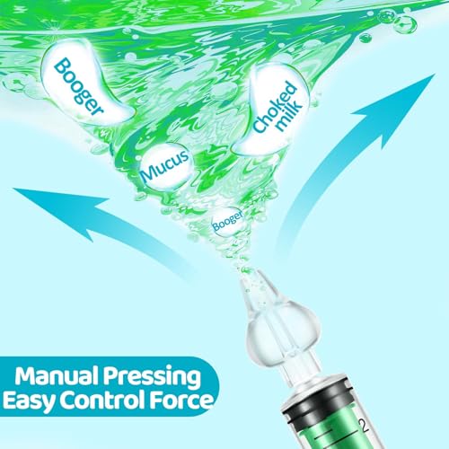 Image of Baby Nasal Aspirator, Nasal Syringe for Baby Syringe Nasal Irrigator with Professional Reusable Silicone Nasal Suction Tip Nose Cleaner for Irrigation Nasal Spray Nasal Hygiene (Green, 2 Pieces)