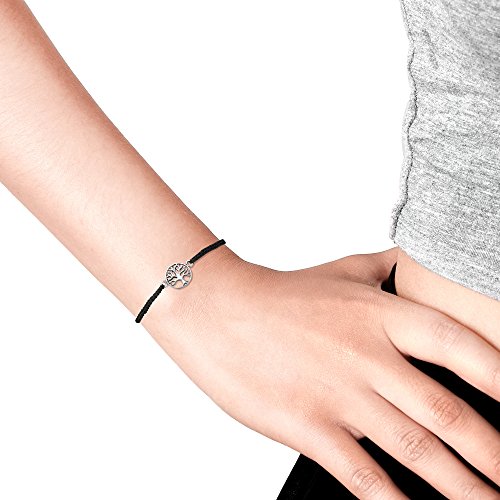 Aeravida Inspirational Love Of Nature Tree Of Life .925 Sterling Silver Charm On Cotton Rope Adjustable Pull Slide Bracelet | Tree Of Life Bracelet Unisex | Pull Bracelet #TOP4