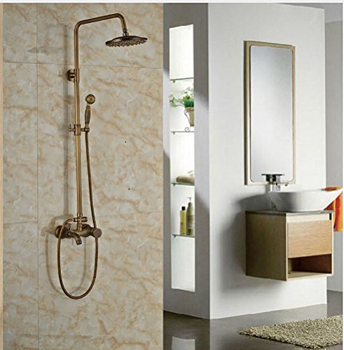 Ensemble de douche laiton antique avec mitigeur de baignoire et pommeau effet pluie