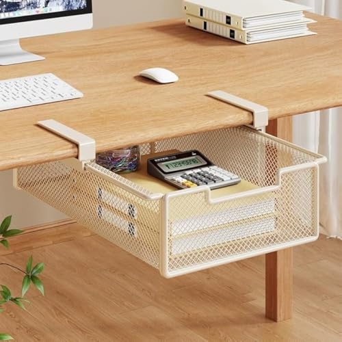 SLLS 引き出し後付け収納ラック スライド式 金属ワイヤーメッシュ テーブル下/机下/吊り戸棚用 免組立て簡易取付 耐荷重カーボンスチール 衣類・事務用品・調理器具収納 省スペースオーガナイザー