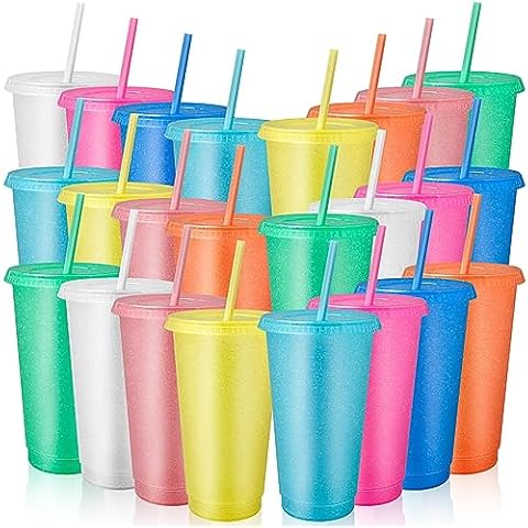 MSYU 24 Pcs Colourful Tumblers with Lids Cover