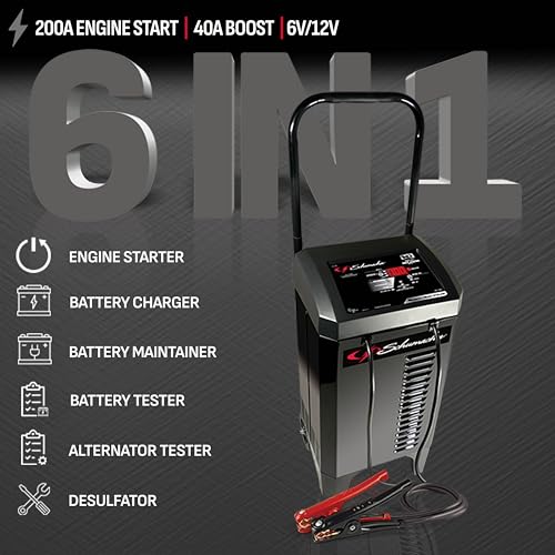 Schumacher Electric Wheeled Automatic 6A Car Battery Charger and 200A Engine Starter, 6-in - Additional View
