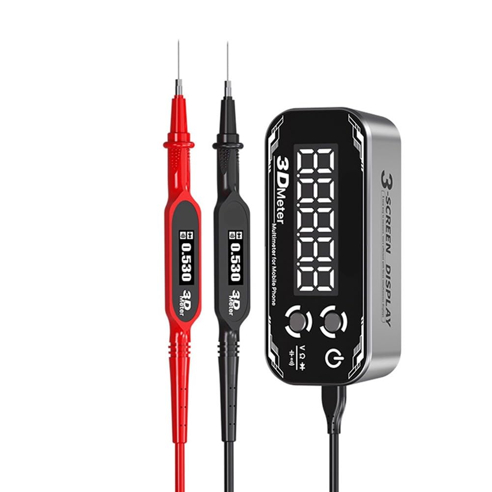 Multimetr cyfrowy z potrójnym wyświetlaczem, rozdzielczość 0.0001, pomiar przejścia PN, obudowa aluminiowa, 2000 mAh, do testów PCB i diagnostyki IC, czarny