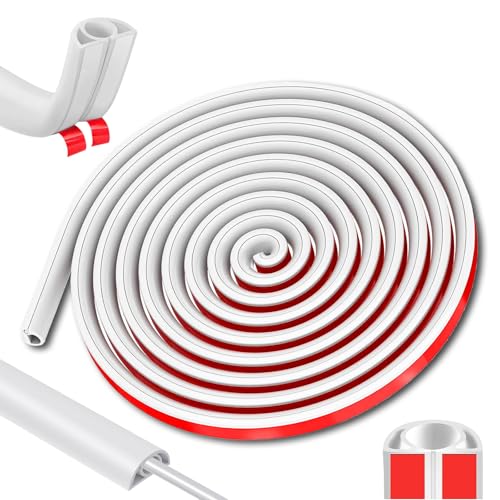 Kabelkanal Selbstklebend, Flexibler Klein Kabelkanal, 1 m x 2 cm Halbrund Kabelabdeckung Kabelschacht, Selbstklebend Boden Kabelbrücke für Netzkabel Haus, Schule, Büro, Lage,...