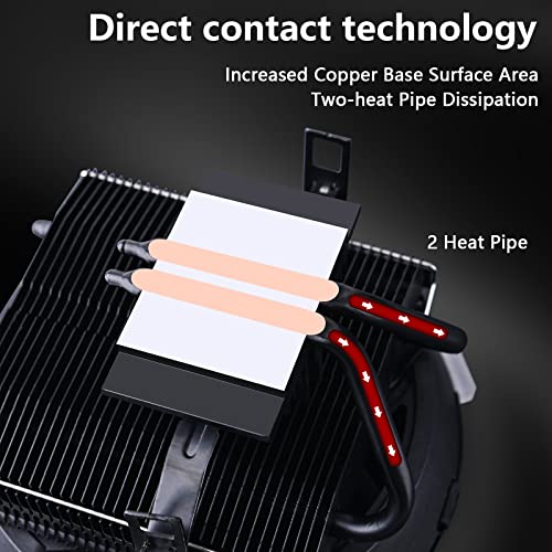 Onewatt DS Black CPU Cooler, 1500RPM RGB Air Cooler, Aluminum Extrusion Cooling 2 Heat-Pipes, 120mm Fan, Fins Bending, Lighting for Intel LGA 775/1155/1156/1366 (C Series) - Image 6
