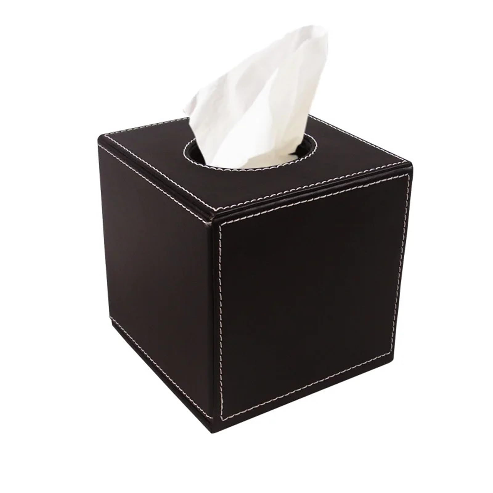 Tissue Box Marble Square Tissue Box PU Leather Roll Tissue Holder Cube Toilet Paper Box Napkin Box Cover Wooden Canister Dispenser(BROWN)