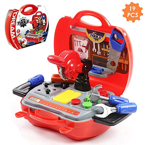 Preisvergleich Produktbild DiBang Werkzeug Spielzeug Werkzeugkoffer Werkzeugkasten mit Werkzeug für Kinder Groß