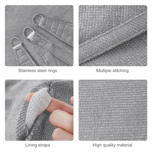 Voile d'ombrage rectangulaire 2x3m en toile gris clair - 7