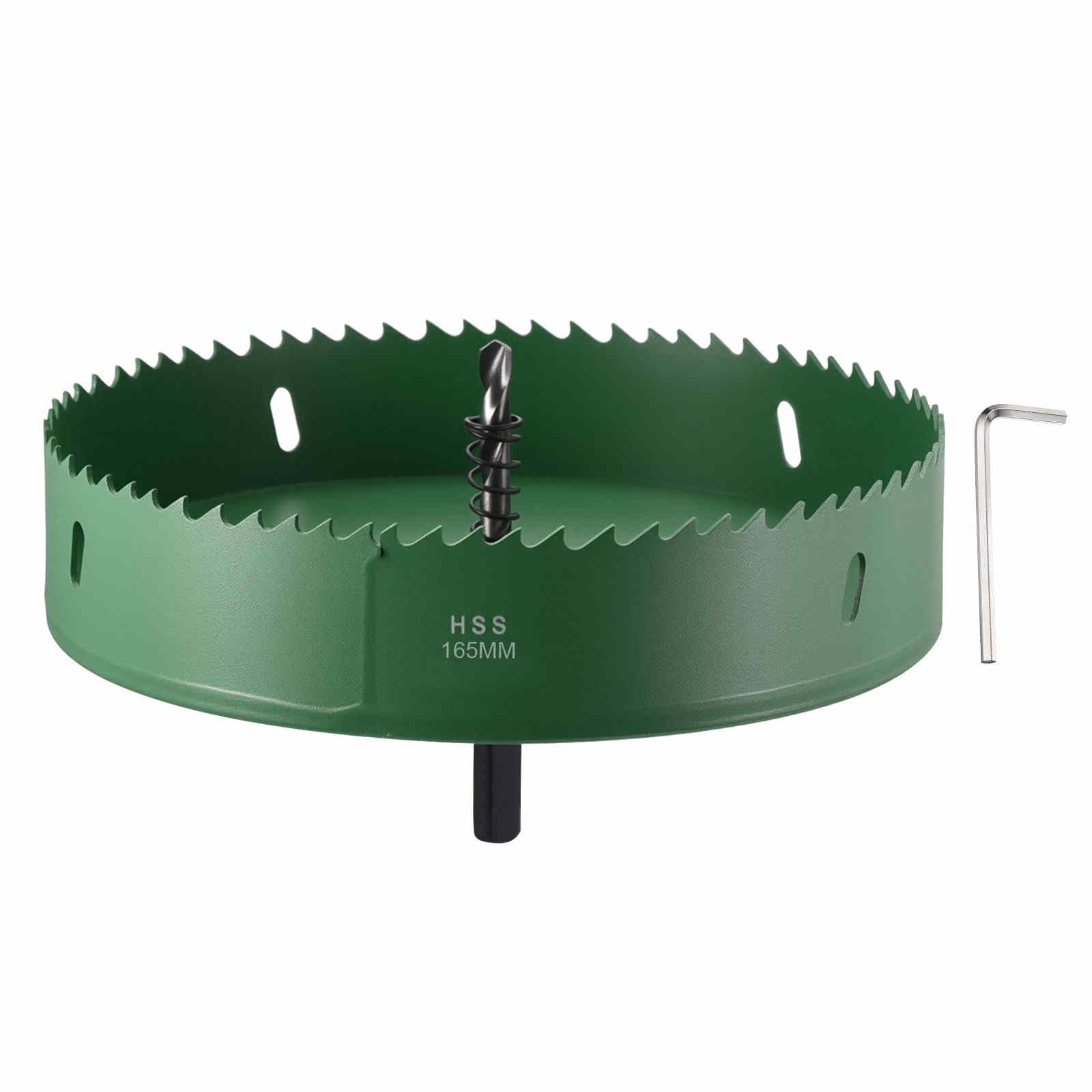 CoCud 6-1/2"(165mm) Hole Saw, M42 Bi-Metal Hex Shank Hole Cutters Drill Bit with Spring