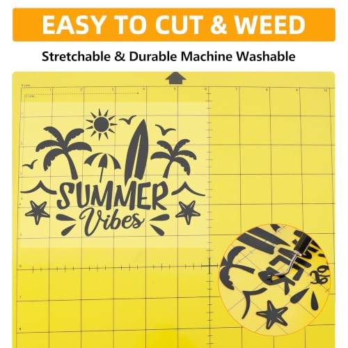 Image of FUNKAKA Heat Transfer Vinyl Rolls, 12 inch x 65ft Black Iron on Vinyl for Shirt | Glossy HTV Vinyl for All Cutter Machines - Easy to Cut & Weed for Heat Transfer Design