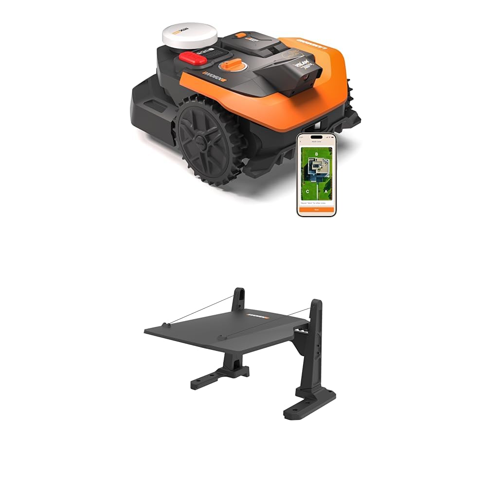 Worx Landroid Vision Cloud WR305E 2WD Mähroboter mit Garage, kabelloser Rasenmähroboter für bis zu 500 m², (KI-Hinderniserkennung, VSLAM + RTK-Cloud-Navigation, Auto-Kartierung, App-Steuerung)