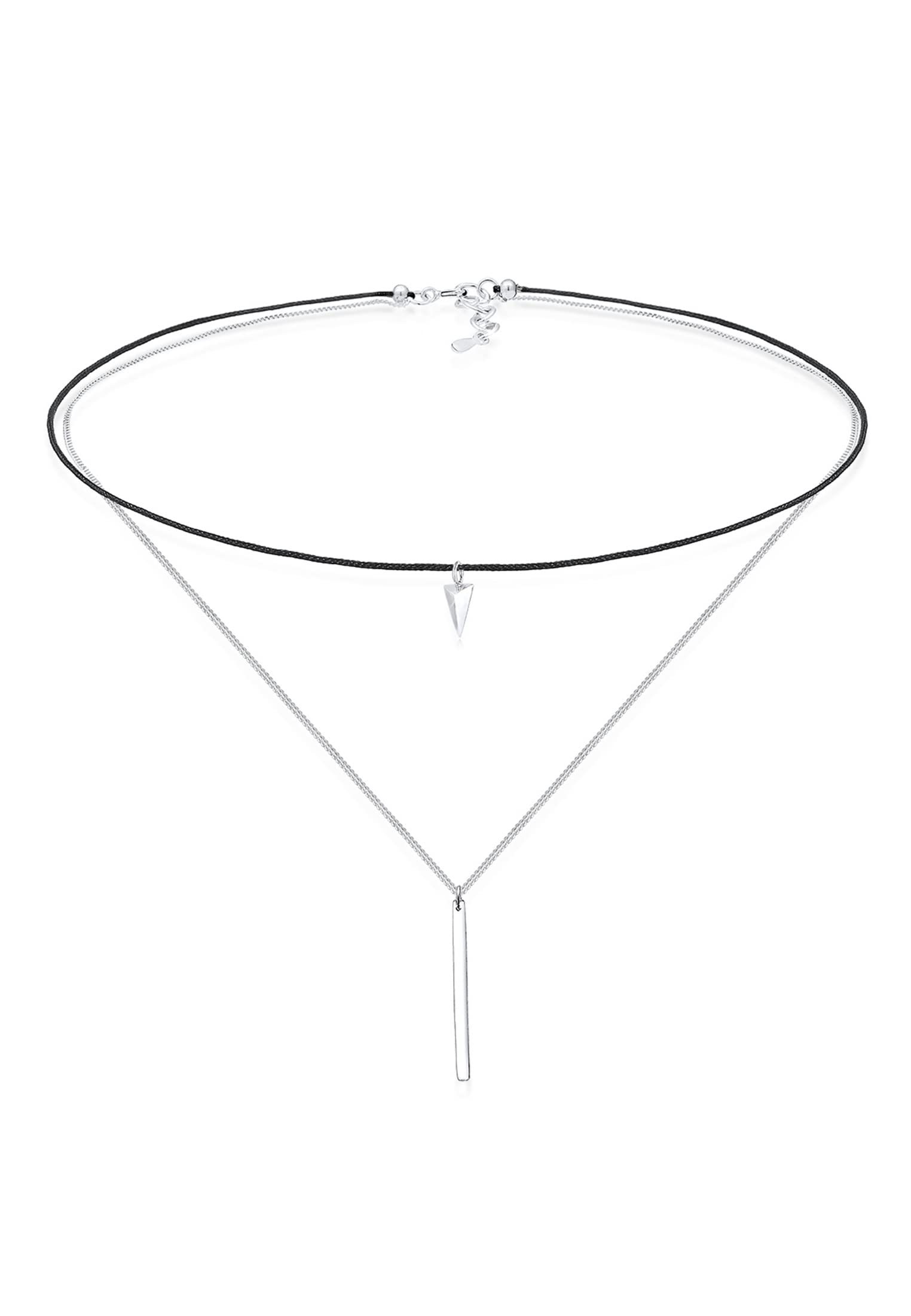 Elli Women Triangle Geo Textile Trend 925 Sterling Silver Choker Necklace of Length 36cm