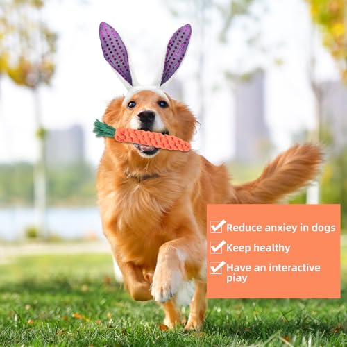 Osterhunde Stirnbänder, Puppy Karotte Seil Spielzeug Geflochtene, Hunde Osterhasen Kostüm, Verstellbar Haustier Ostern Party Kostüm Zubehör, Osterhasen Kostüm für Hund Katze Welpen