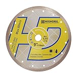 HIGHDRIL Diamond Saw Blade - 230MM/9 Inch Diamond Tile Blade Disc Cutting Porcelain Tile Ceramic Granite Marble Dry or Wet Use Circular Saw Blade with Turbo X Mesh