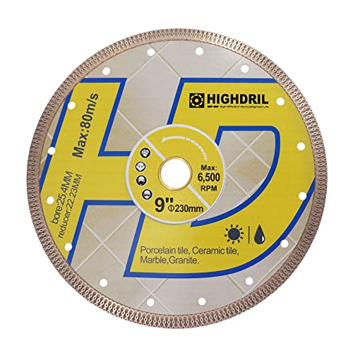 Hoja de diamante súper fina, HIGHDRIL de 9 pulgadas/230 mm de hoja de diamante seco o húmedo Cover