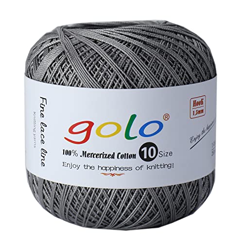 Image of golo Cotton Crochet Thread Balls Size 10 Cotton Knitting Thread Yarn for Crochet Silver Gray 620