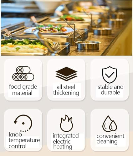 Riscaldatore elettrico a temperatura regolabile per buffet e feste, costruzione in acciaio inox, B