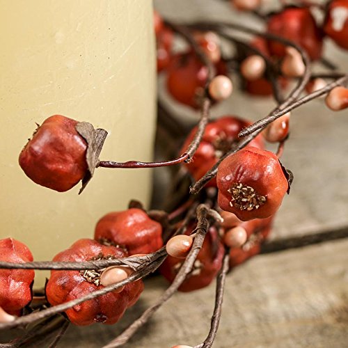 Artificial Orange Pumpkin Pip Berry Candle Rings – Pack of 2 Fall Berry Farmhouse Home Decor for Centerpiece Decorations and Small Wreaths (Size: 8-1/2