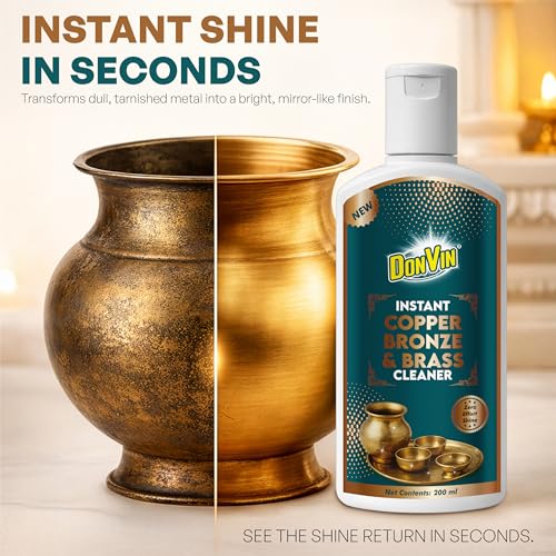 Image of Copper, Bronze & Brass Cleaner Liquid | 200 ML | Removes Tarnish & Restores Shine | Zero Scratches | Non-Toxic Formula | Suitable for Drinkware, Cookware, Idols & Diyas