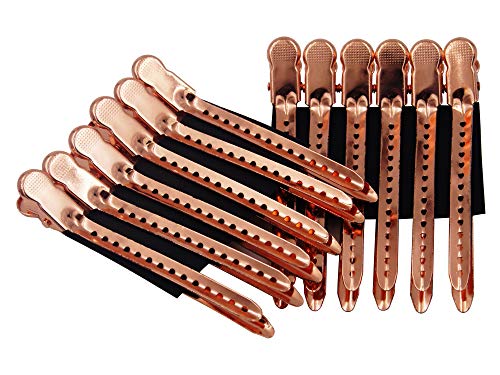 12 Packs Duck Bill Clips, 3.5 Inches Dividing Hair Styling Clips, Metal Hairpin for Hair Sectioning, Styling, Coloring, Essential Hairdressing Tools for Women and Girls (Rose Gold)