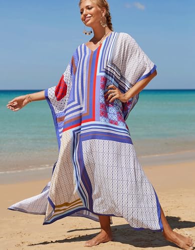 Image of NFVNKJ Women's Plus Size Beach Lounge Kaftan Maxi Dress Swimsuit Coverup for Women