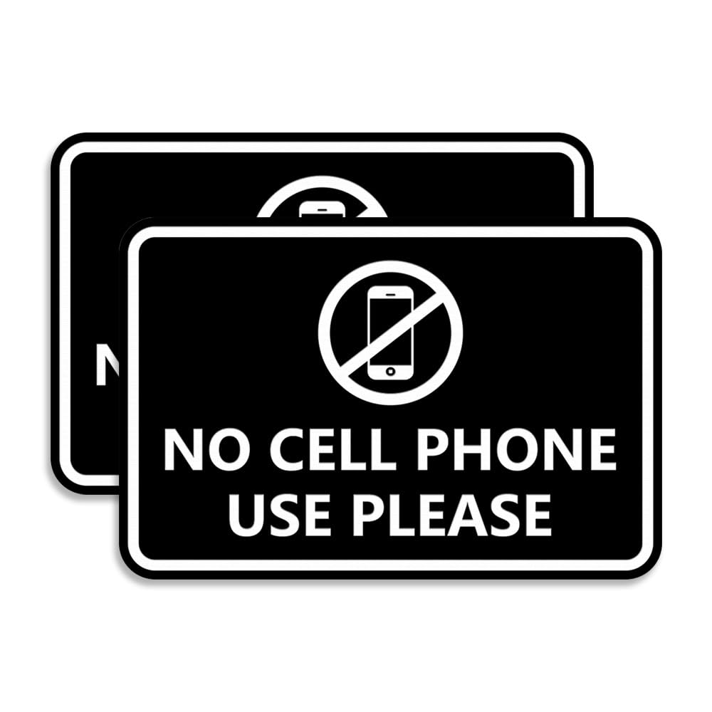 Signs ByLITA Classic Framed No Cell Phone Use Please (Black) - Large 2 Pack