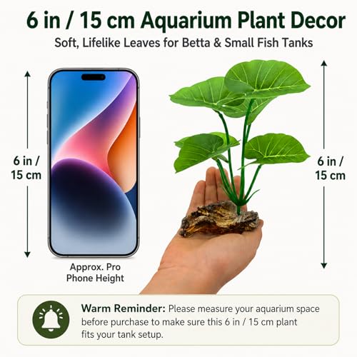 Image of Aquarium Plants Betta Fish Tanks Decor 6-in Soft Aquarium Decorations Silk Fish Tanks Plants Fish Tank Decorations Accessories Goldfish Bowl & Reptile Plants Driftwood