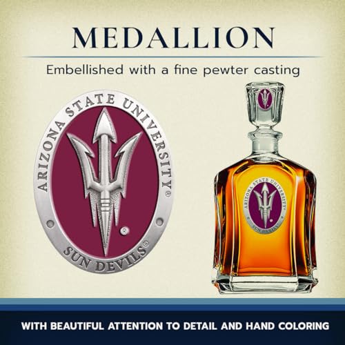 Image of Heritage Pewter ASU Arizona State University Capitol Decanter | 24 OZ Whiskey Decanter for Liquor with Airtight Stopper | Expertly Crafted Pewter Glass