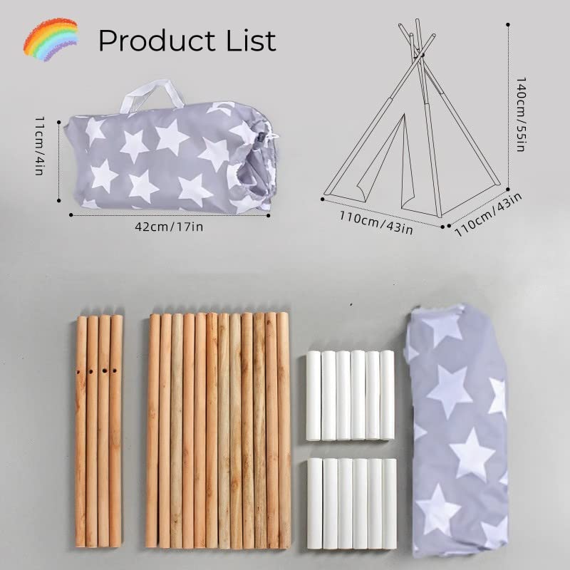 Benebomo Teepee,Foldable prop tent,Play tent,India wigwam tent garden Indoor Outdoor,Gift Playhouse,43 * 43 * 55in (Star) - Image 3